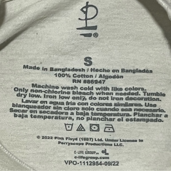 Men's Pink Floyd White Multicolor Short Sleeve Graphic Tee S - Picture 3 of 3